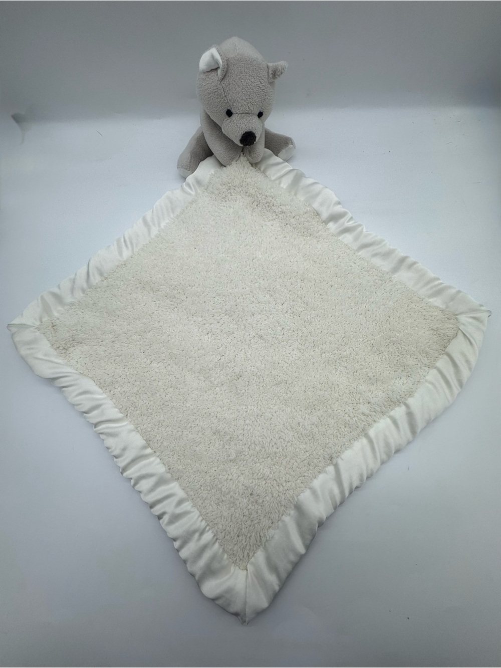 Barefoot Dream CozyChic Baby Security Blanket Featuring Plush Grey Bear